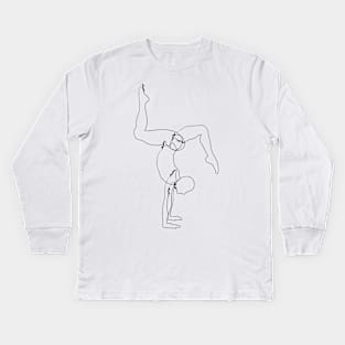 line art handstand shirt Kids Long Sleeve T-Shirt